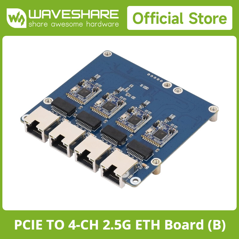 Raspberry Pi 5 - Плата Waveshare PCIe TO 4-Ch Gigabit