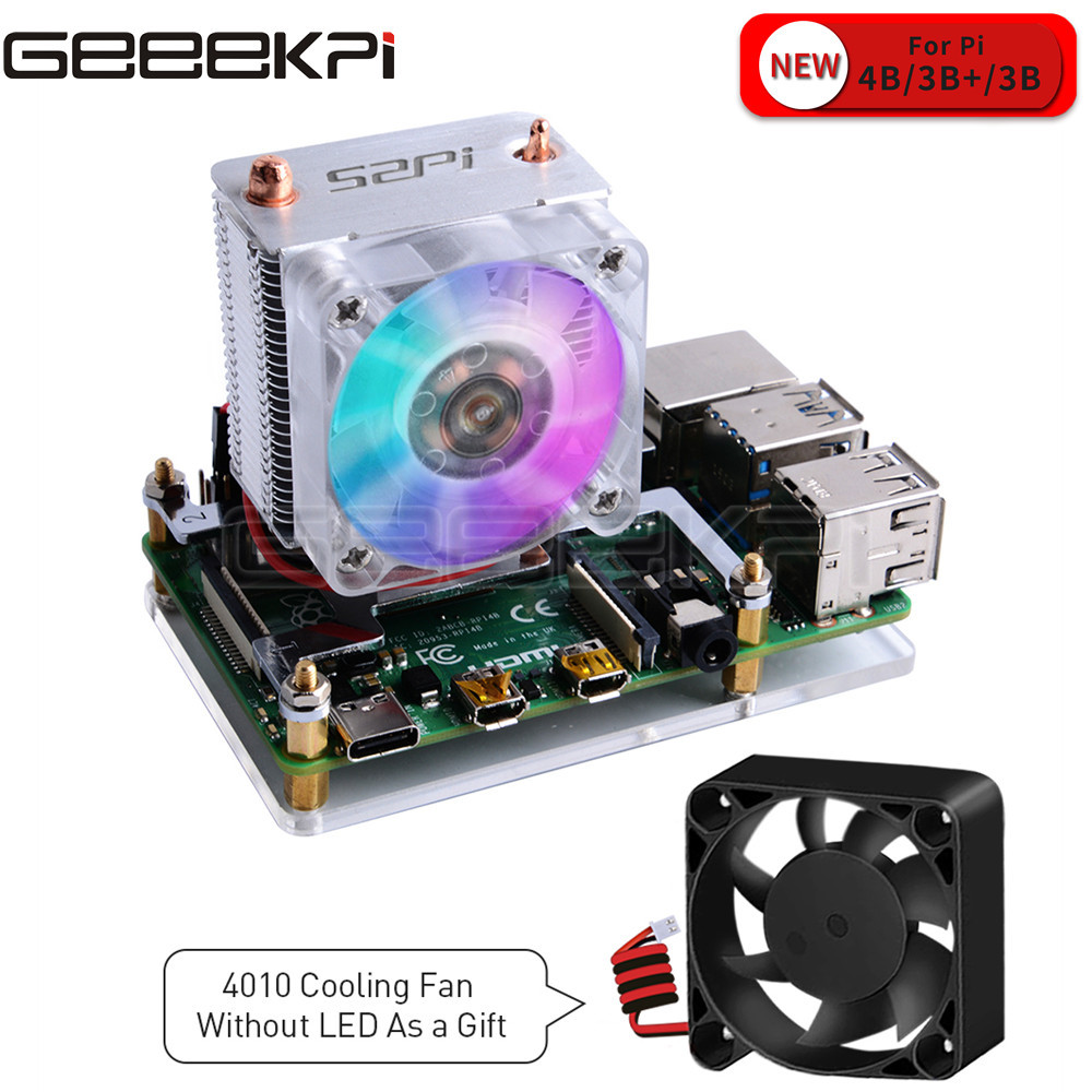 Pi 5 Case - Прозрачный черный чехол GeeekPi с охлаждающим