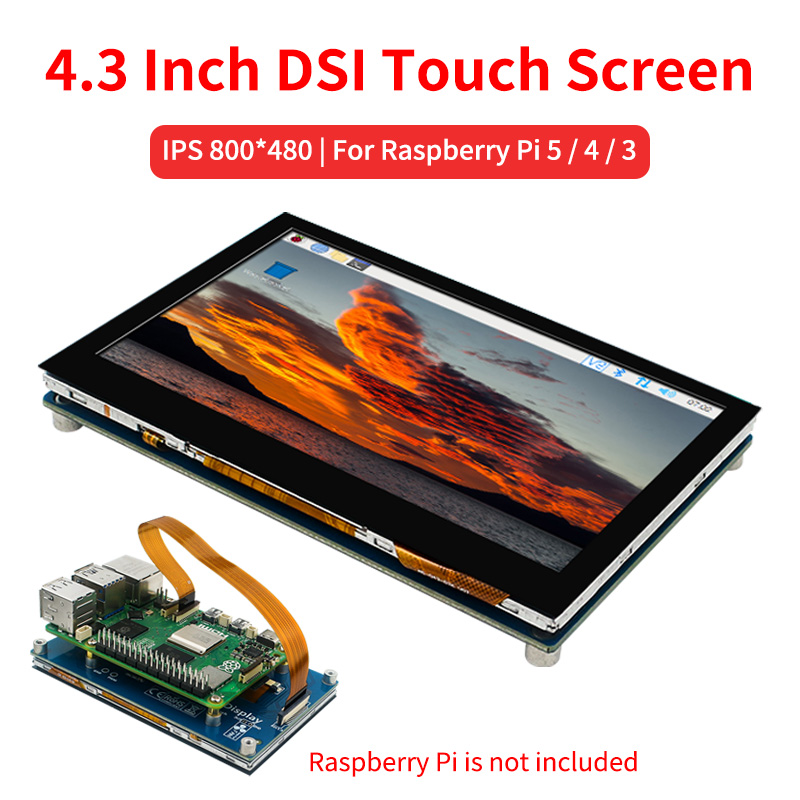 Pi 5 Case - 4,3 дюймовый сенсорный экран DSI для