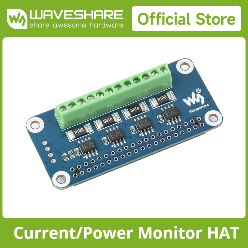 Raspberry Pi 4 - 4-канальный монитор тока/напряжения/мощности Waveshare HAT для